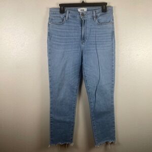 Paige Hoxton Slim Crop Jeans Melrose Tattered Hem Light Wash Womens Size 30